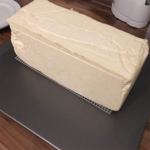 Caerphilly cheese before dry rub salting